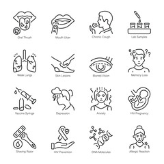 Fototapeta premium Pack of HIV Awareness Outline Icons