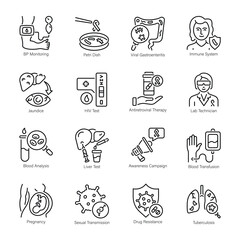 Bundle of AIDS Day Outline Icons 


