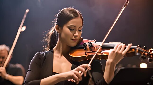 Classical Music Concert. Violinist Playing