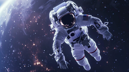 Fototapeta premium 3D astronaut in zero-gravity environment inside a space