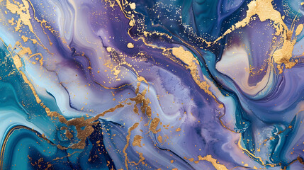 Gold-accented blue and purple marble abstract design
