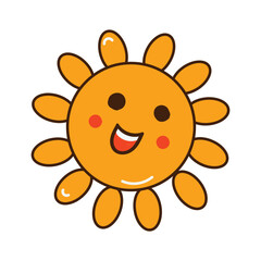 Sun doodle summer sun design element. Hand drawn cute sun symbols design.