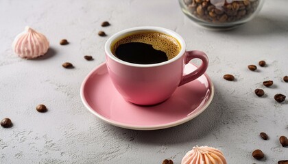 cup of coffee with cookies, heart shaped cookies with coffee, cup of coffee and heart shaped cookies, Heart shaped cookies arranged in a row with a pink cup of coffee in the background