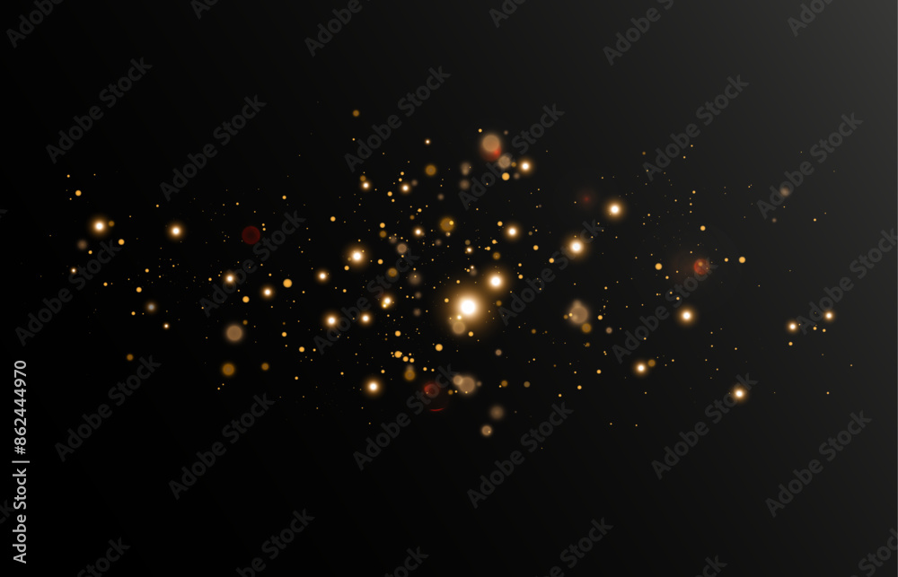 Aufkleber bokeh glow background of sparkling dust, gold dust light, background with bokeh light effect, yellow