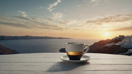 cup of coffee against nature scenery