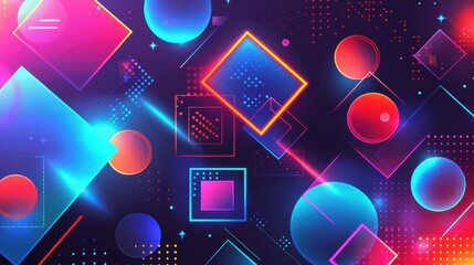 black background with neon red geometric emblem elements