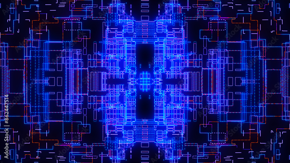 Poster printed circuit board. visualization of advanced technology concept: pcb processor microchip, digiti