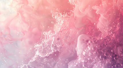 water bead. Explosion vapor. Defocused blush tone dust mist ripple on jet abstract painting