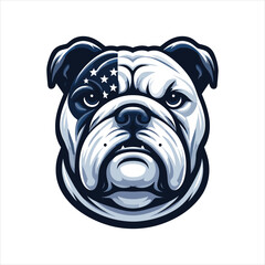 Bull Dog with USA Flag Pattern - Independence Day Dog Vector
