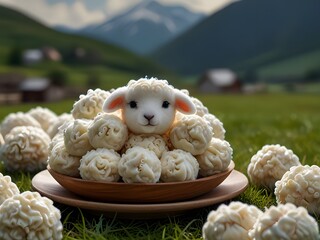 sheep in the grass, sheep in a garden