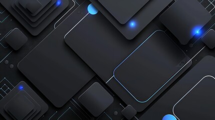 Black background with neo blue geometric emblem elements