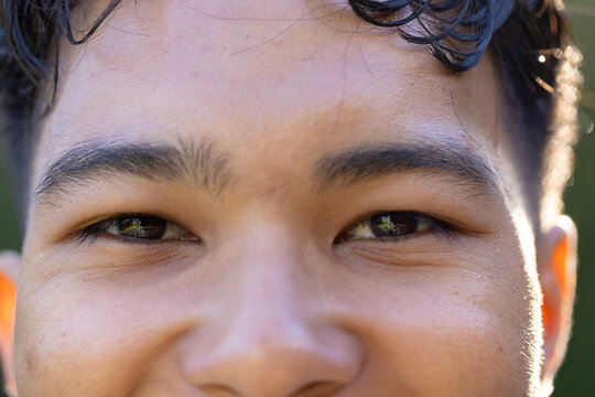 Close-up of man's face, focusing on eyes and facial expression - Powered by Adobe