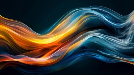 Fototapeta premium Blue orange futuristic flowing liquid background