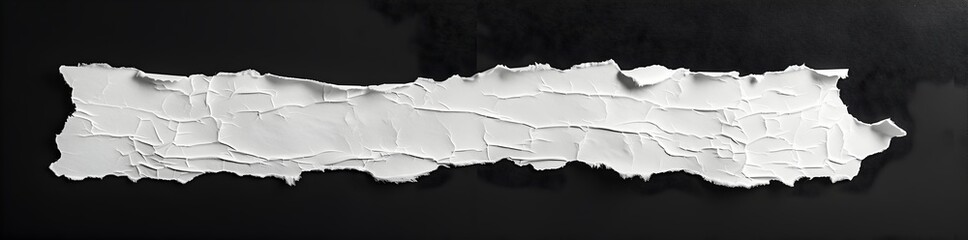 A white piece of paper with torn edges on the left side, isolated against a black background. The top edge is sharp and clear while the bottom edge has slightly rounded corners.
