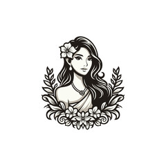 Woman leaf vector design template