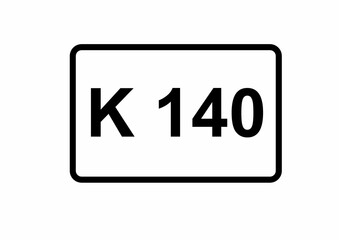 Illustration eines Kreisstraßenschildes der K 140 in Deutschland	