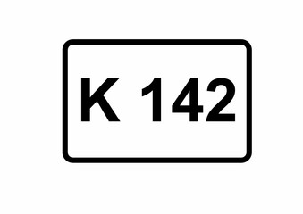 Illustration eines Kreisstraßenschildes der K 142 in Deutschland	