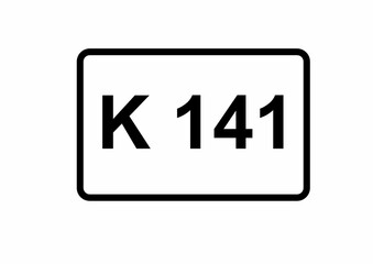 Illustration eines Kreisstraßenschildes der K 141 in Deutschland	