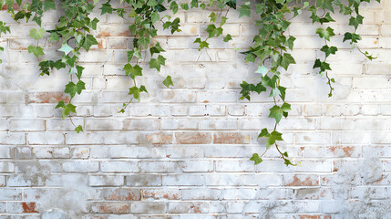 Lush English ivy cascading over a vintage brick wall, vibrant green leaves against a textured rustic backdrop, delicate watercolor strokes capture the natural beauty