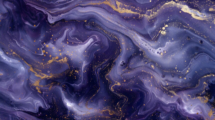 Obraz premium Swirling indigo and purple with gold powder creating an abstract marble backdrop