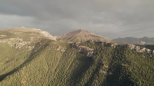 Aerial view captures Zaamin National Park's majestic mountains and lush greenery
