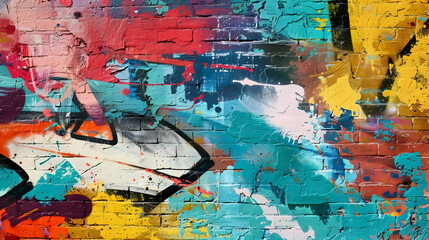 Obraz premium Urban graffiti wall art spray paint texture background - Colorful street art with urban flair
