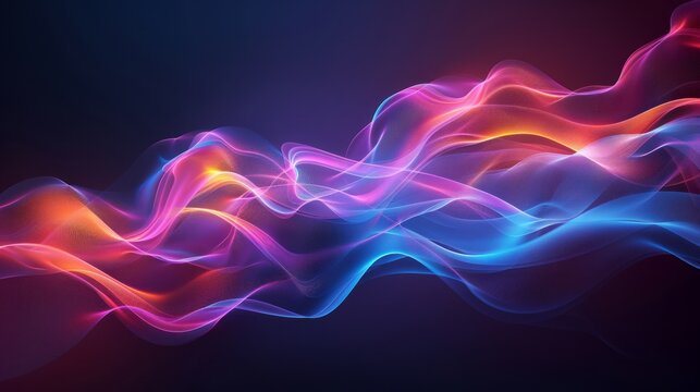 Colorful Abstract Waveforms in a Dark Digital Art Composition