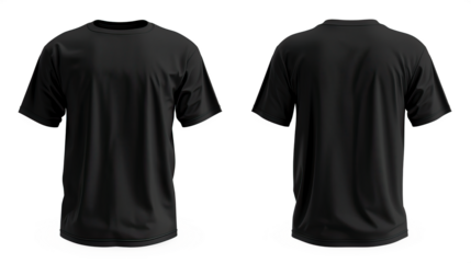 Black t -shirt mockup front and back isolated on transparent background