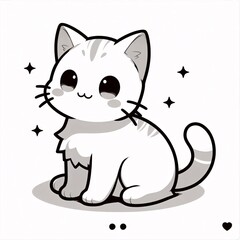 Lovable Monochrome Kitten Illustration