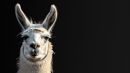 Obraz premium Amusing llama meme with black background for personalized text