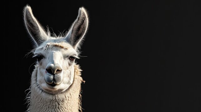 Amusing llama meme with black background for personalized text
