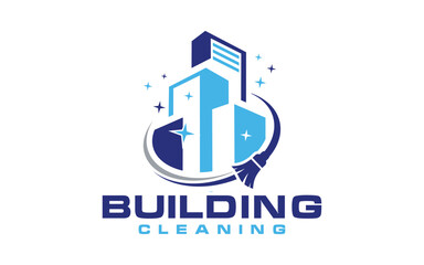 Building Cleaning company badge, emblem. Vector illustration.