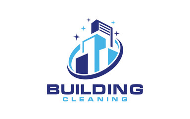 Building Cleaning company badge, emblem. Vector illustration.