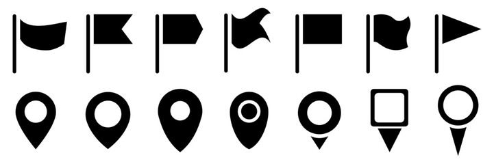 Location icon set.Pointer icon collection.Map pin icon.Pin symbols. Vector