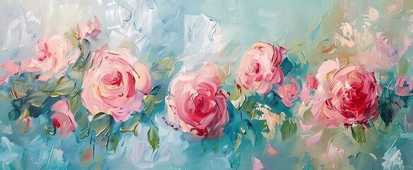 Abstract oil painting of roses