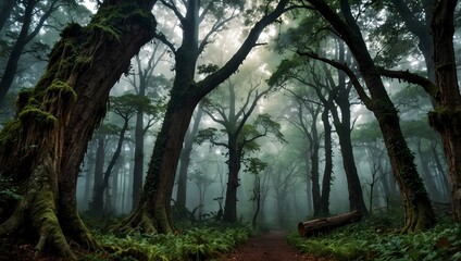 Fototapeta premium A story about a forbidden enchanted forest where time flows differently, aging its visitors overnight ai_generated