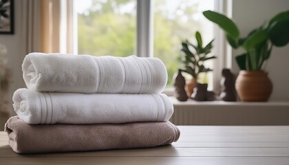 Clean terry towels in the apartment interior