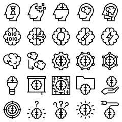 Brain Process Line Icon Set 3, Vector Illustrations