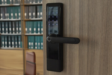 The door is a door locked with a keycard system.