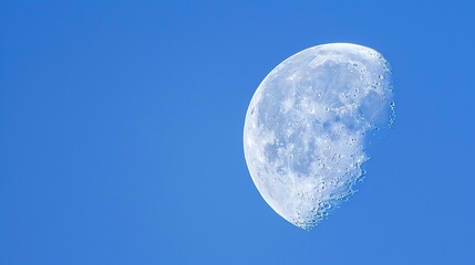 Fototapeta premium A beautiful blue sky with a large white moon in the background. Image of nature. copy space for text.