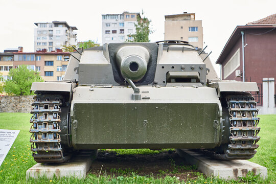 Sofia, Bulgaria, April 24, 2024; German Assault gun Sturmgesch&uuml;tz III (StuG III) in museum