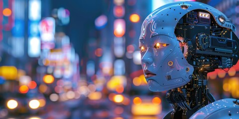 Fototapeta premium Ethical Issues of Cyborgs and Artificial Intelligence in Urban Society
