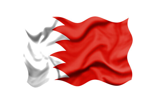 Waving the flag of Bahrain on a transparent background. 3d rendering. Clipping Path Included	