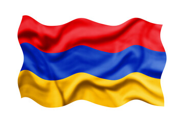 Waving the flag of Armenia on a transparent background. 3d rendering. Clipping Path Included	