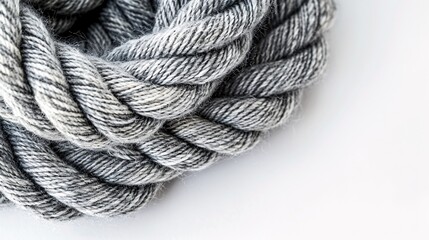 Bundle of silver thread isolated on a blank backdrop.