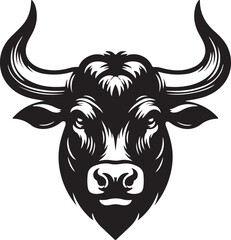 Bull head silhoutte vector style with white background