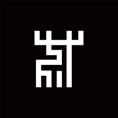 Deer mark logo design. deer hunter gazelle doe antelope horn elk logo symbol antlers, minimalist simple flat deer symbol.