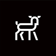 Deer mark logo design. deer hunter gazelle doe antelope horn elk logo symbol antlers, minimalist simple flat deer symbol.