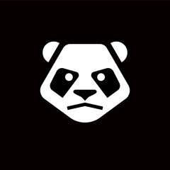 simple minimalist panda head logo, bold line, linear, cutout