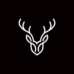 Deer mark logo design. deer hunter gazelle doe antelope horn elk logo symbol antlers, minimalist simple flat deer symbol.